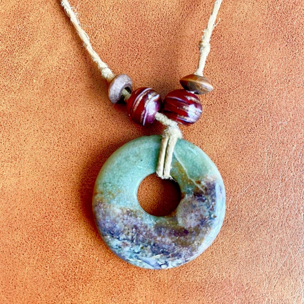 Handmade Necklace with Green Stone